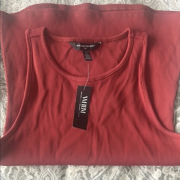 WHBM NWT Women's Rust Ribbed Tank Top - Picture 2 of 7
